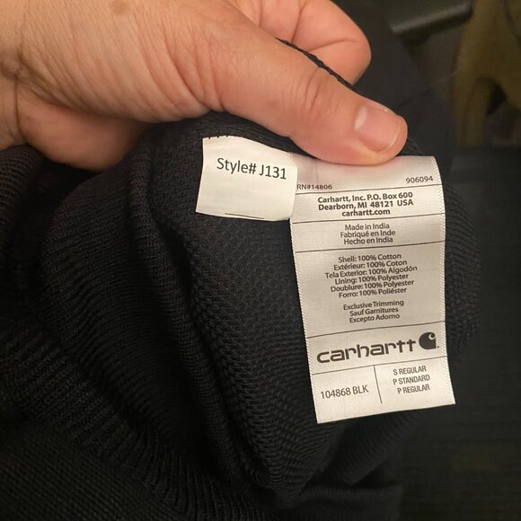 Carhartt Duck Thermal-Lined Active Jacket Loose Fit Hooded Black Canvas 0J0131 S - Picture 3 of 12